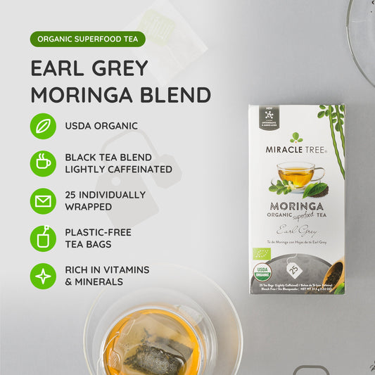 Organic Moringa Tea - Earl Grey - Low Caffeine Herbal Tea